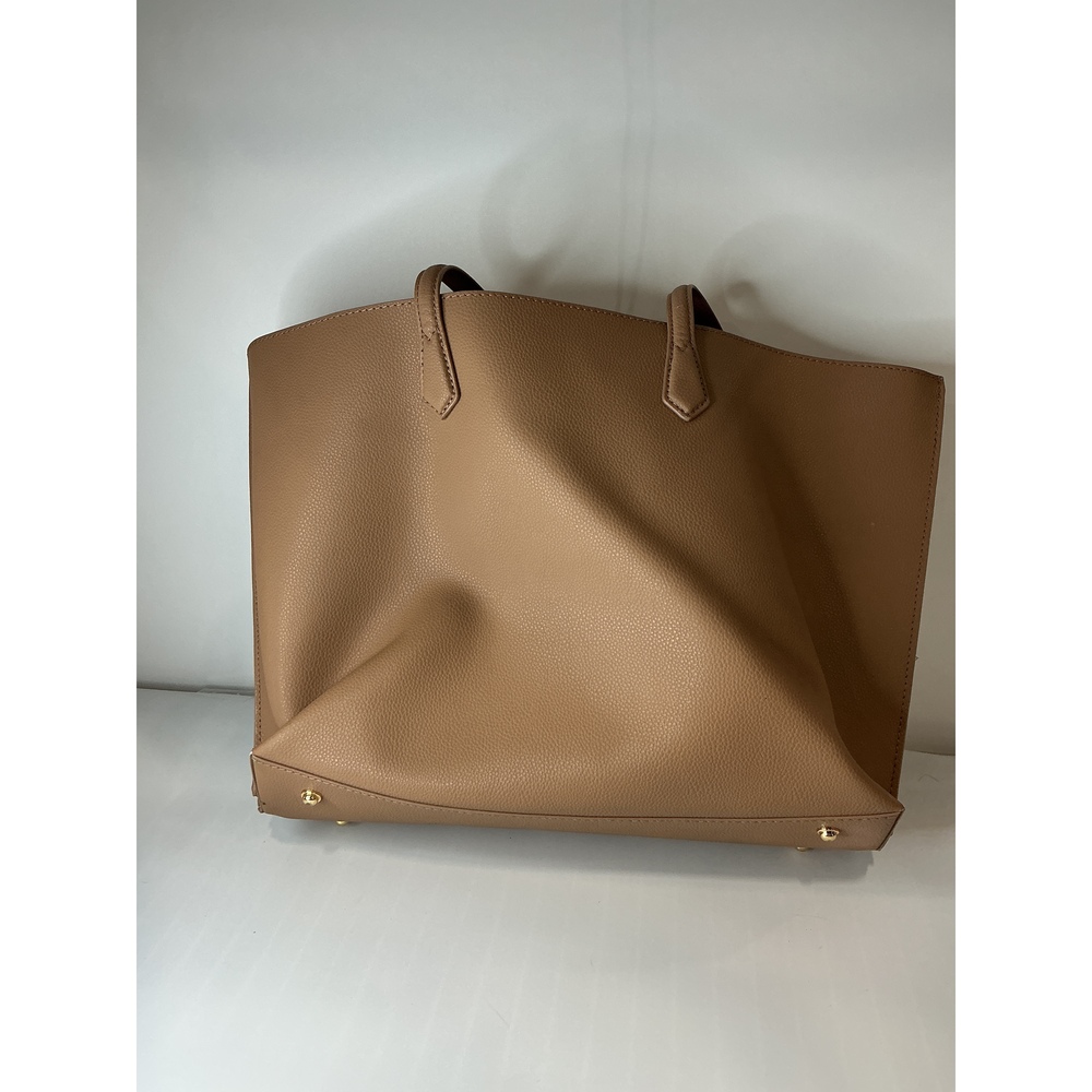 Italian Leather Triple Compartment Shopper Tote - Picture 2 of 3